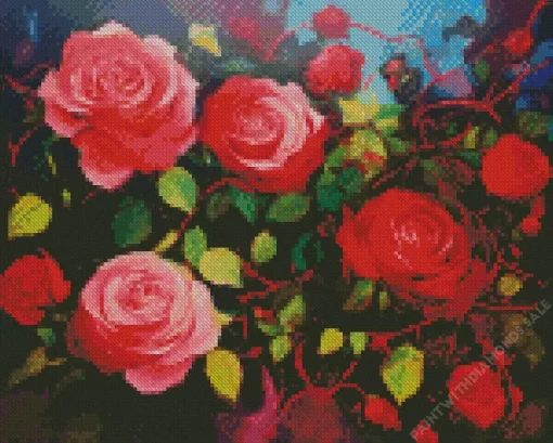 Red And Pink Roses Art Diamond Painting