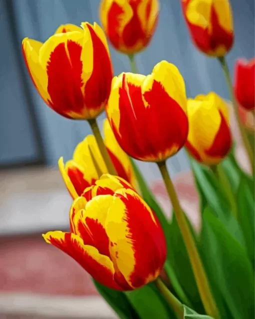 Red And Yellow Tulips Diamond Painting