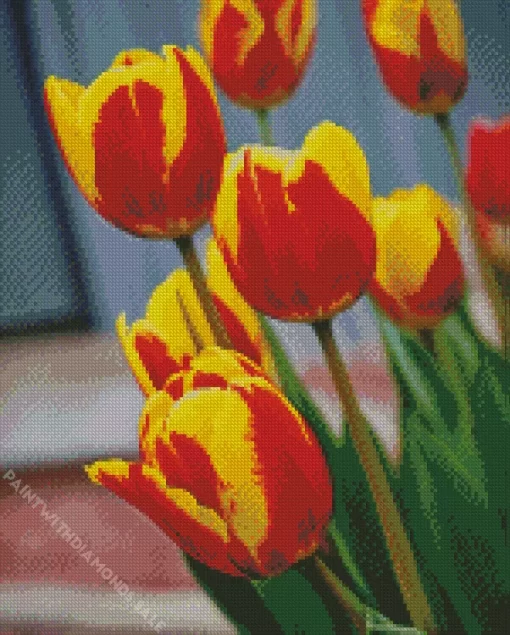 Red And Yellow Tulips Diamond Painting