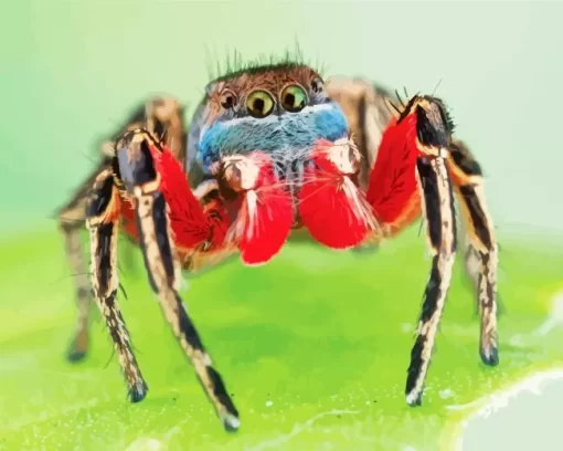 Red Jumping Spider Close Up Diamond Painting