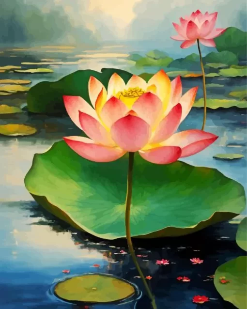 Sacred Lotus Flower Art Diamond Painting