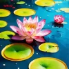 Sacred Lotus In A Pond Diamond Painting