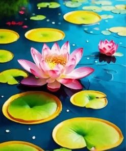 Sacred Lotus In A Pond Diamond Painting