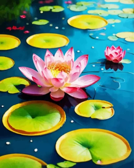 Sacred Lotus In A Pond Diamond Painting