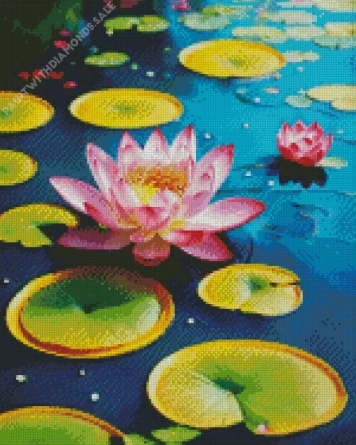 Sacred Lotus In A Pond Diamond Painting