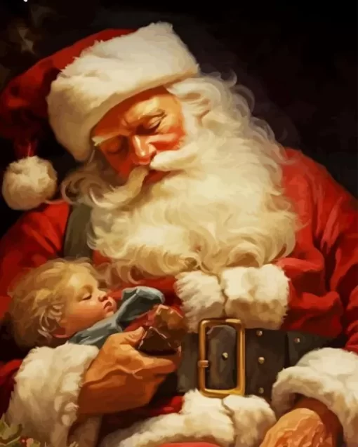 Santa And Baby Diamond Paintings