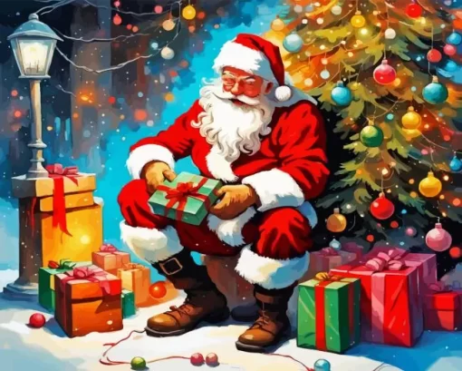 Santa And Christmas Gifts Diamond Paintings