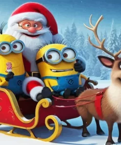 Santa And Minions Diamond Paintings