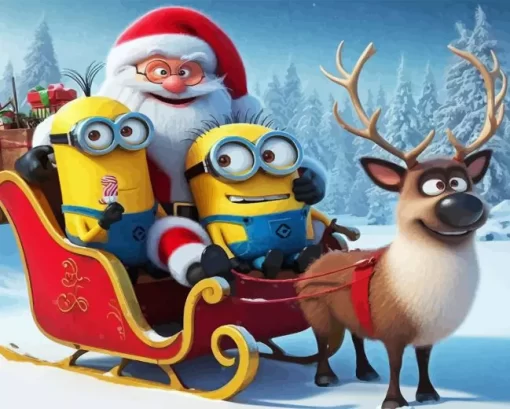 Santa And Minions Diamond Paintings