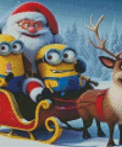 Santa And Minions Diamond Paintings