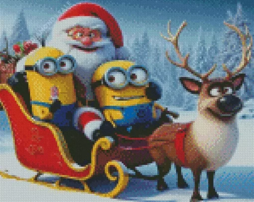 Santa And Minions Diamond Paintings