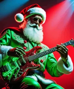 Guitarist Santa Diamond Paintings