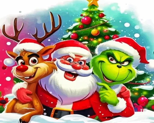 Santa And Grinch Diamond Paintings