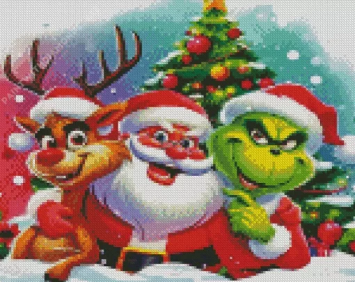 Santa And Grinch Diamond Paintings