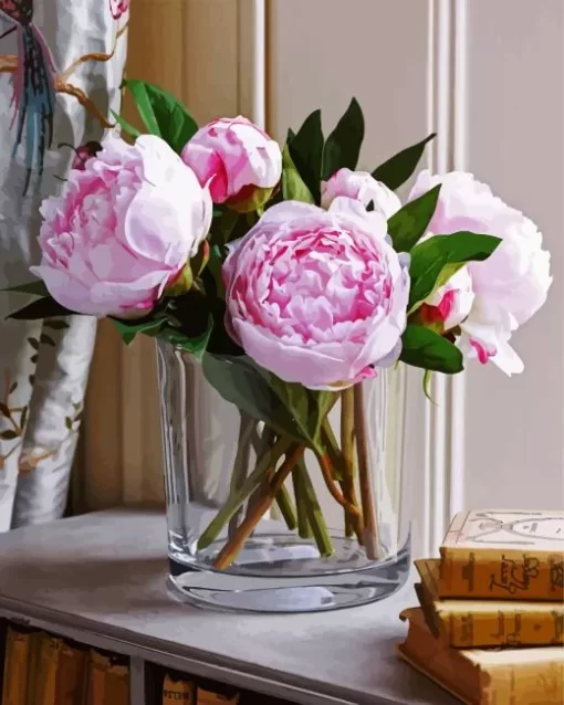 Sarah Bernhardt Peony Vase Diamond Painting