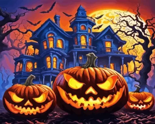 Scary Halloween Castle Diamond Paintings