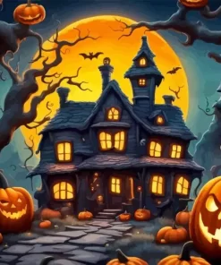 Scary Halloween Castle Diamond Paintings