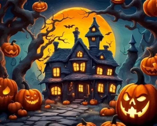 Scary Halloween Castle Diamond Paintings