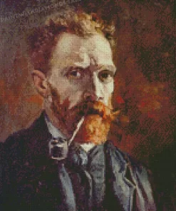 Self Portrait With Pipe Diamond Paintings