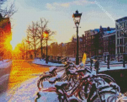 Snowy Amsterdam Diamond Painting