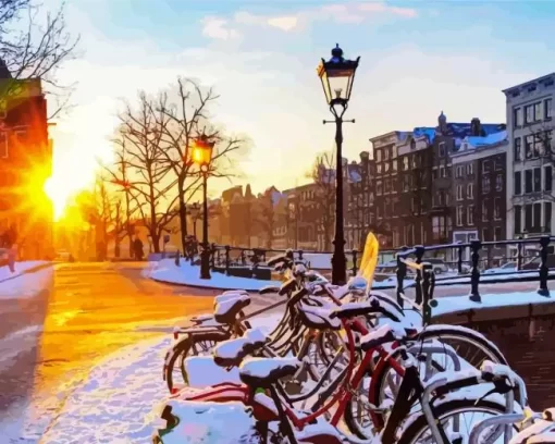 Snowy Amsterdam Diamond Painting