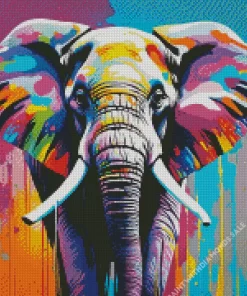 Splatter Elephant Head Diamond Painting