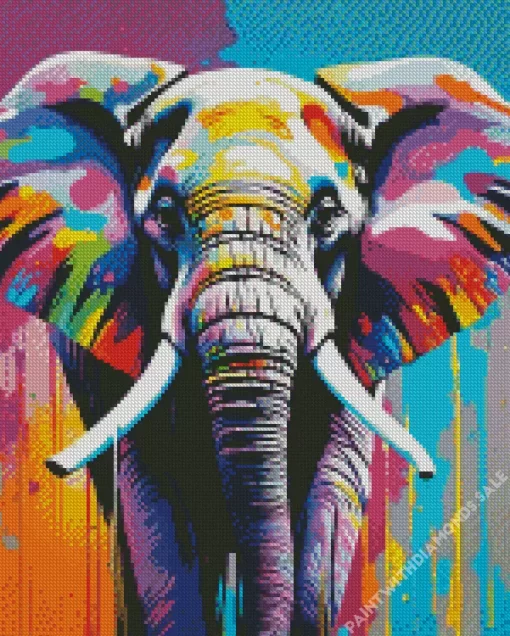 Splatter Elephant Head Diamond Painting