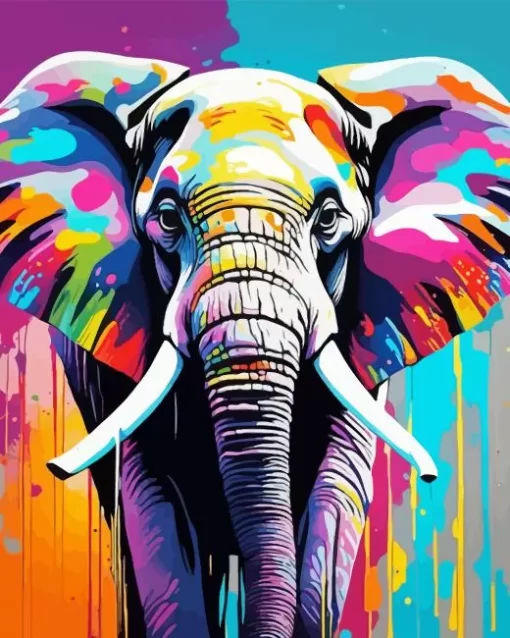 Splatter Elephant Head Diamond Painting