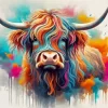 Splatter Highland Cow Diamond Painting