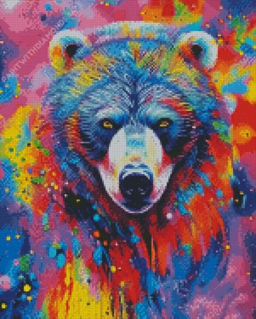 Splatter Colorful Bear Diamond Painting