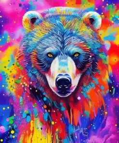 Splatter Colorful Bear Diamond Painting