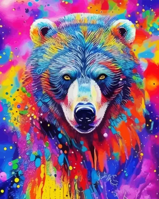 Splatter Colorful Bear Diamond Painting