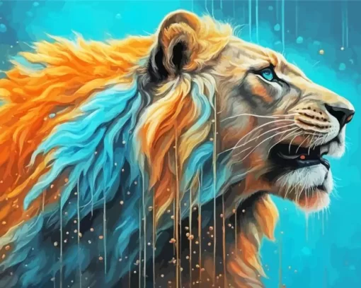 Splatter Lion Diamond Painting