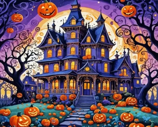 Spooky Halloween Castle Diamond Paintings