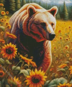 Sunflowers Bear Diamond Painting