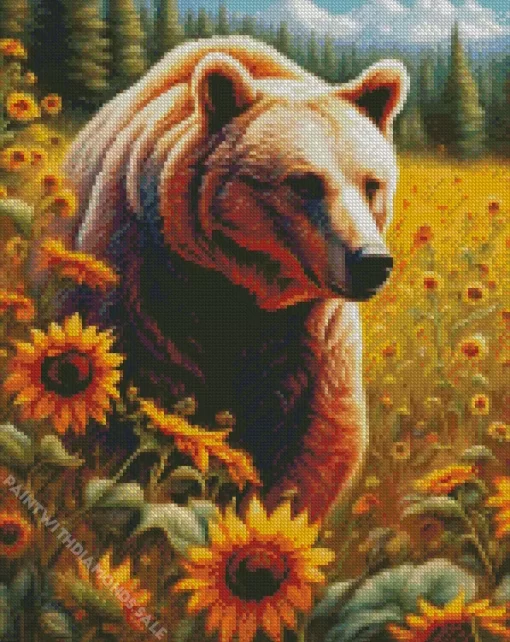 Sunflowers Bear Diamond Painting