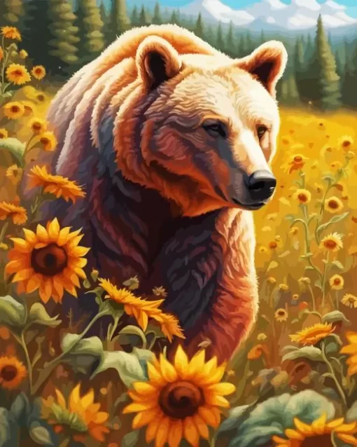 Sunflowers Bear Diamond Painting