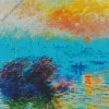 Sunset on the Seine at Lavacourt Winter Effect diamond painting