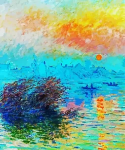 Sunset on the Seine at Lavacourt Winter Effect diamond painting