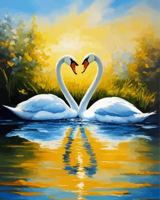 Swan Pair Art Diamond Painting