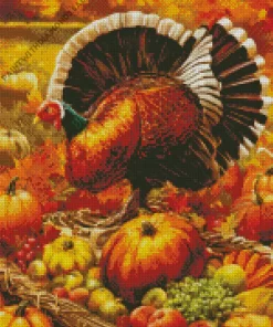 Thanksgiving Turkey And Pumpkins Diamond Paintings