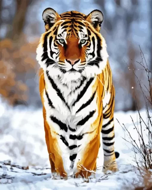 Tiger In Snow Diamond Painting