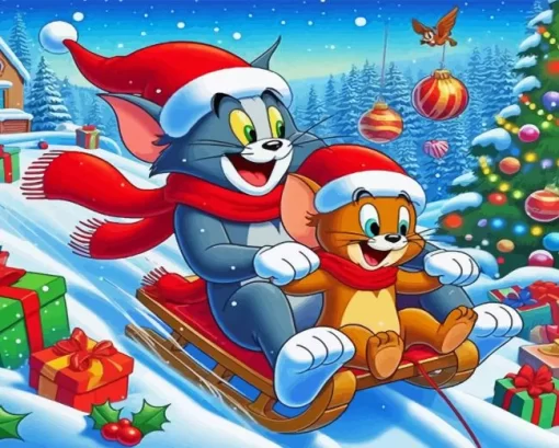 Tom And Jerry Christmas Diamond Paintings