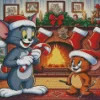 Tom And Jerry Celebrating Christmas Diamond Paintings