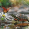 Turtle And Butterfly Diamond Painting