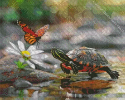 Turtle And Butterfly Diamond Painting