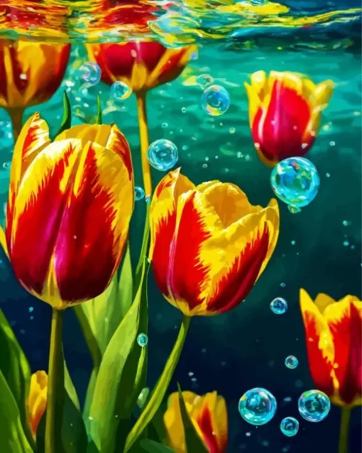 Underwater Tulips Diamond Painting