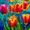 Underwater Tulips And Bubbles Diamond Painting