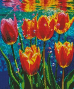 Underwater Tulips And Bubbles Diamond Painting