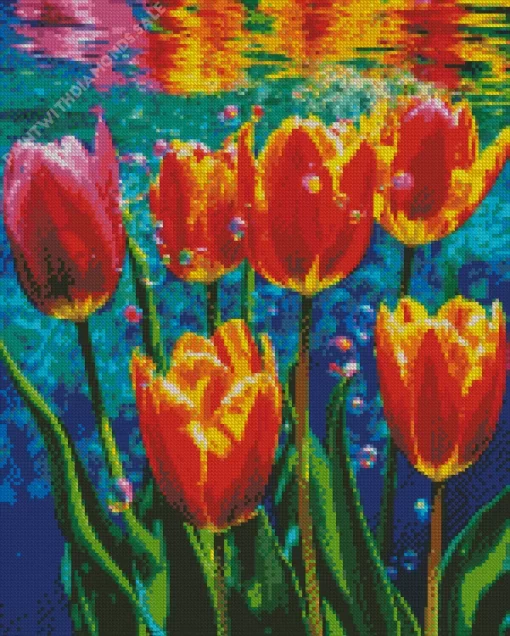 Underwater Tulips And Bubbles Diamond Painting